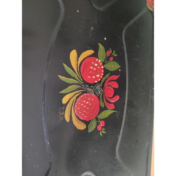 Vintage Toleware Metal Tin Storage box Folk Art - Picture 2 of 8